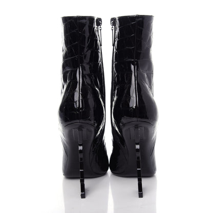 Saint Laurent Alligator Embossed Patent Calfskin Opyum 110 Ankle Boots 40 Black 7 of 11