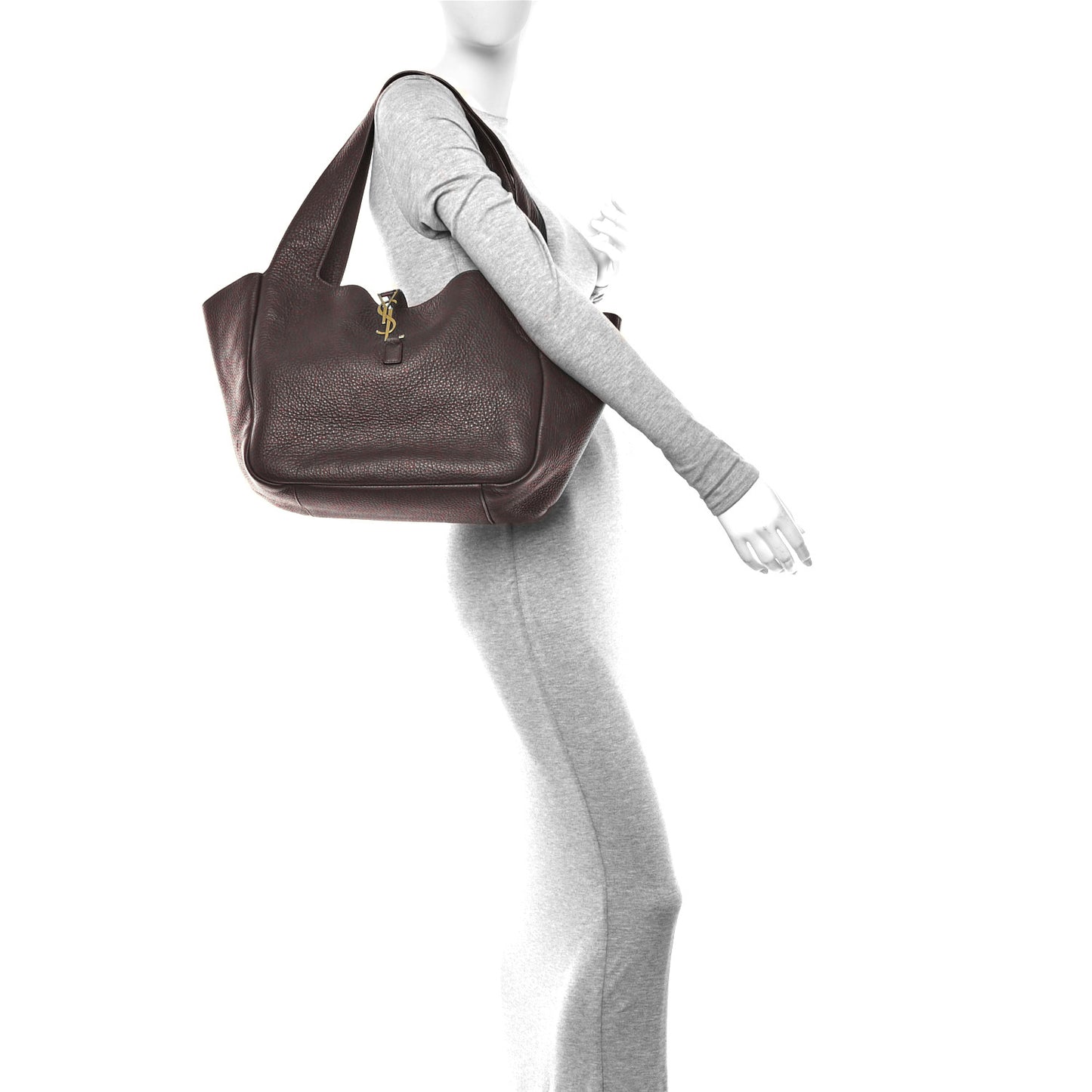Grained Deerskin Bea Tote Marron Fonce