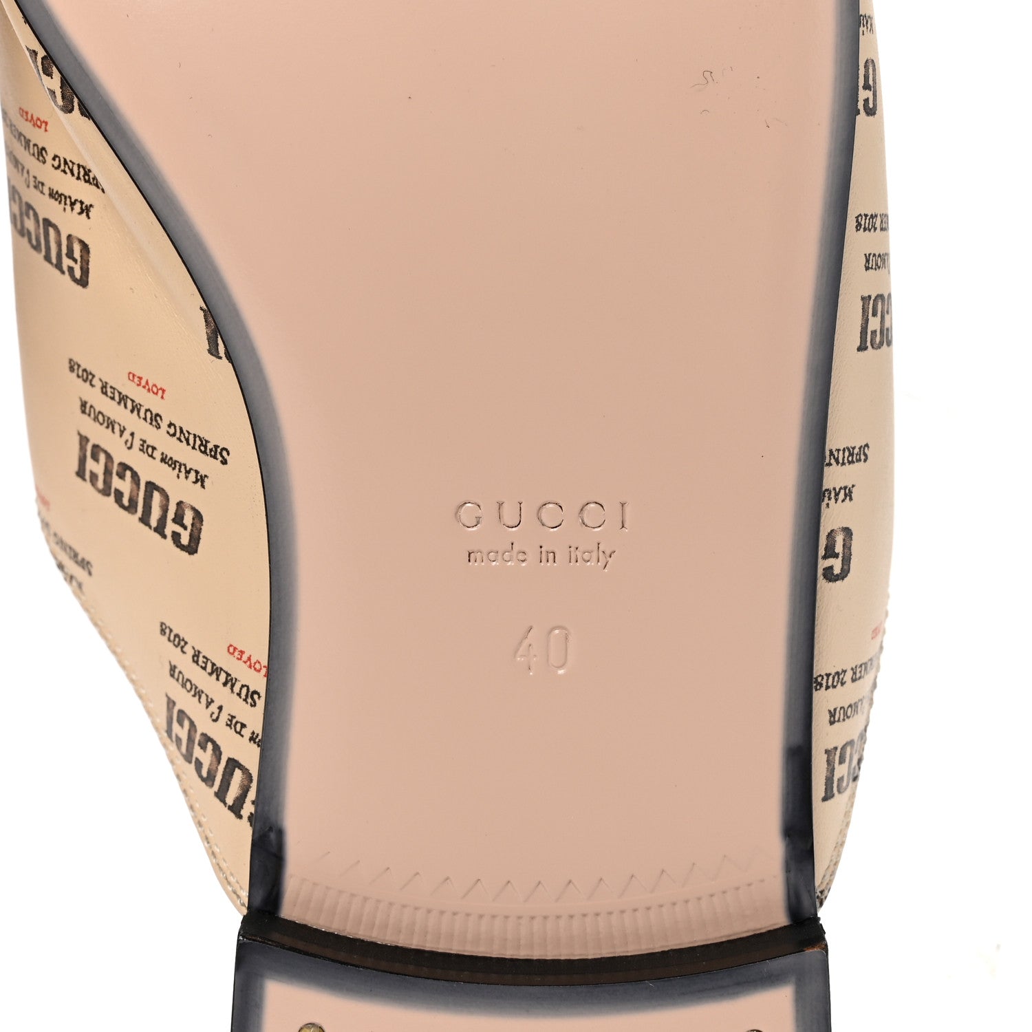 Gucci Calfskin Stamp Print Womens Princetown Slippers 40 Soy Black 7 of 9