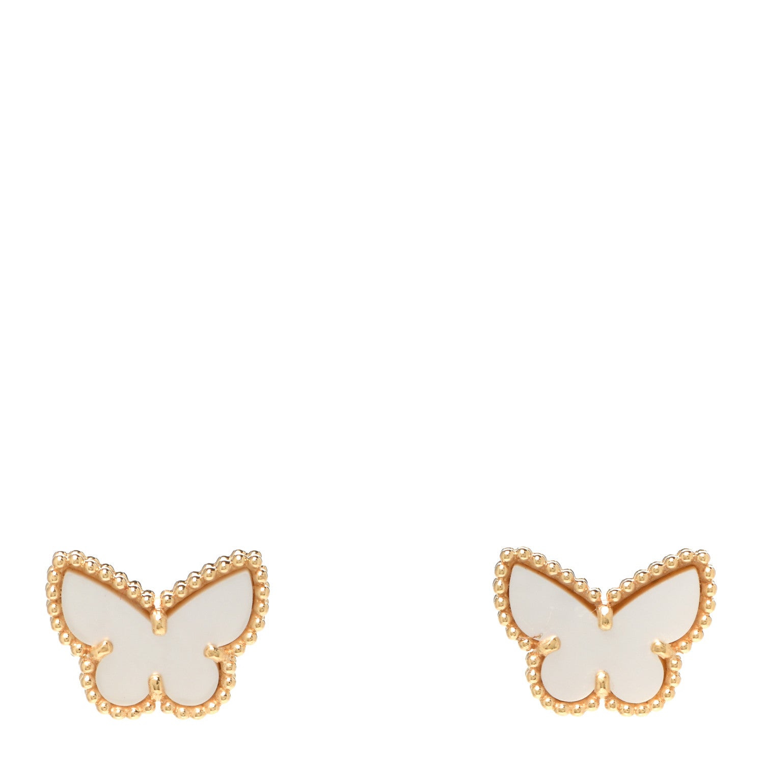 Van Cleef & Arpels 18K Yellow Gold Mother of Pearl Sweet Alhambra Butterfly Earrings 1 of 7