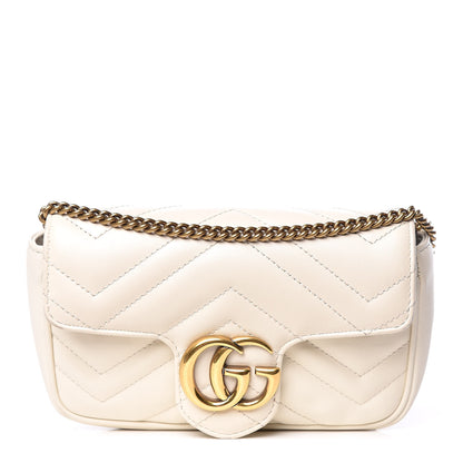 Gucci Calfskin Matelasse Super Mini GG Marmont Shoulder Bag White 1 of 17