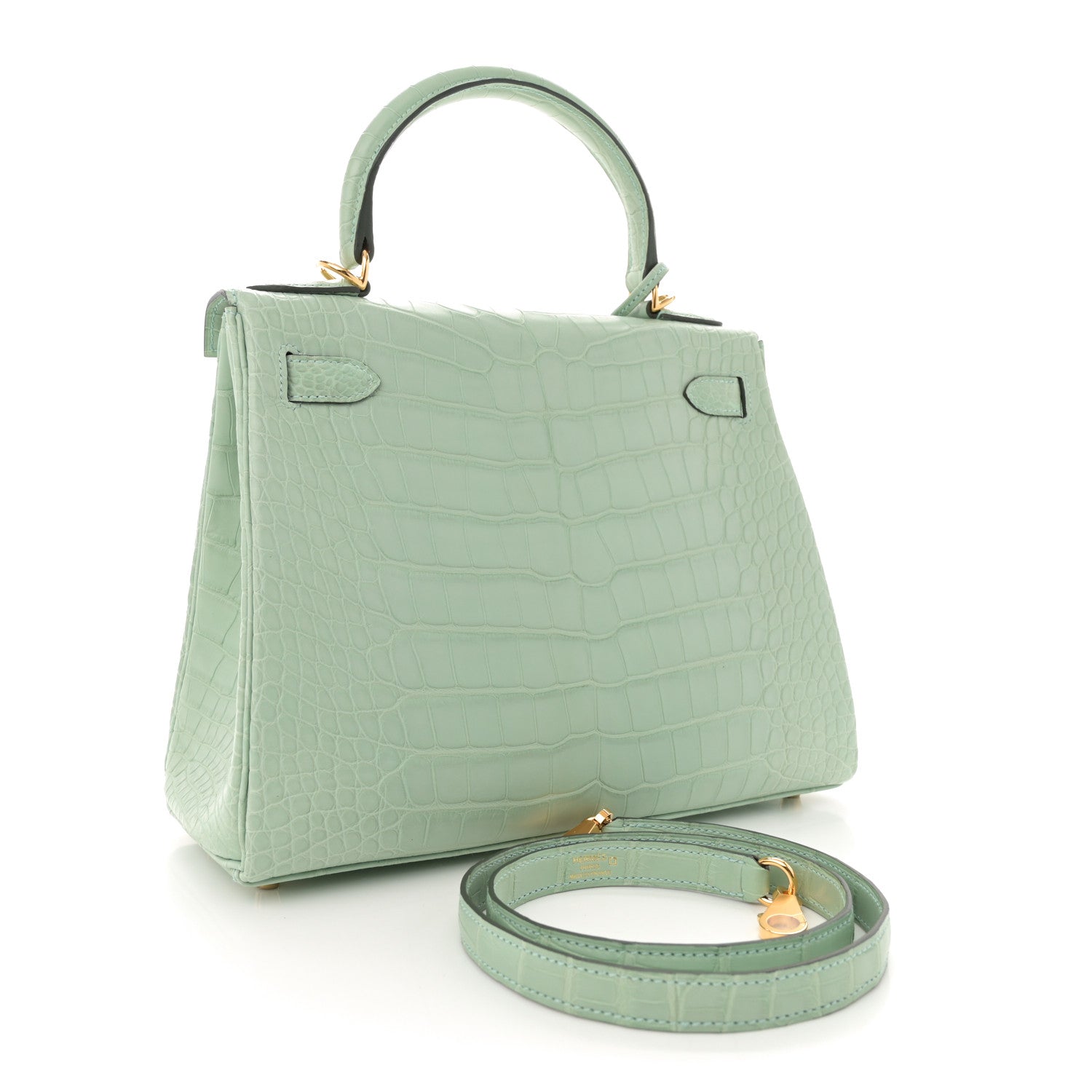 Hermes Matte Alligator Kelly Retourne 28 Vert D'eau 3 of 11