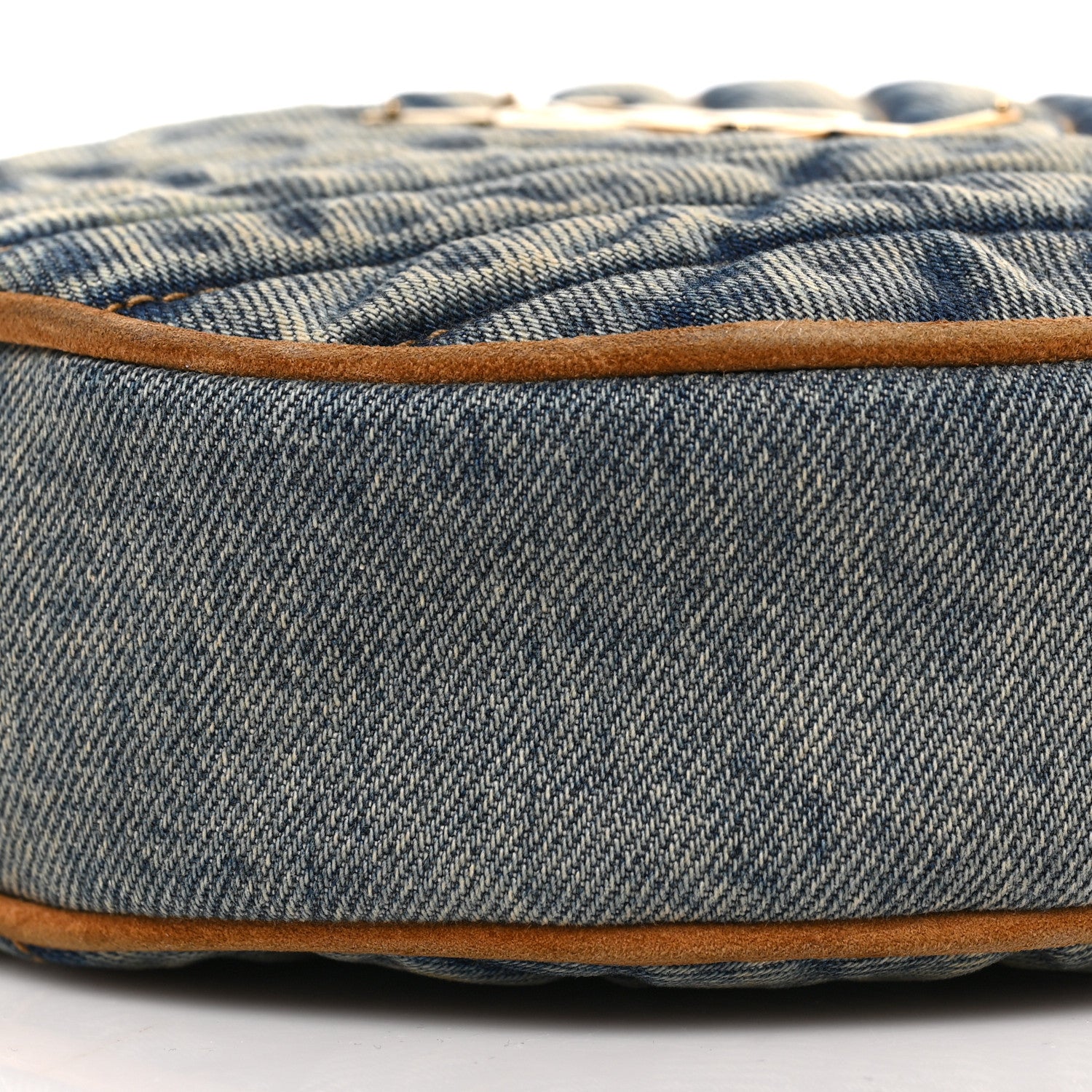 Saint Laurent Denim Quilted Monogram Round Crossbody Bag Rodeo Blue 7 of 8