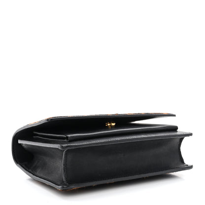 Saint Laurent Pony Hair Calfskin Leopard Print Monogram Sunset Chain Wallet Black 4 of 10