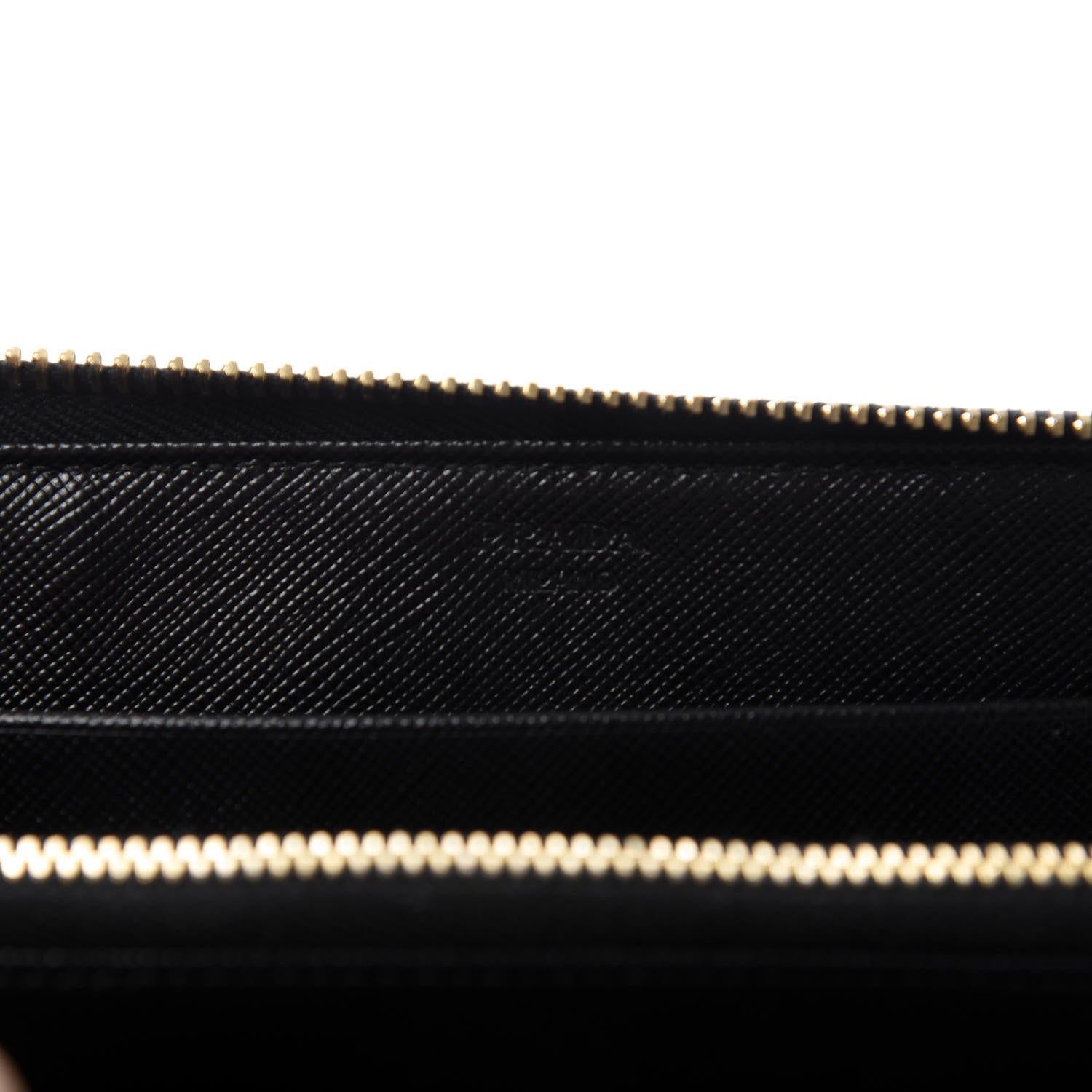 Prada Saffiano Metal Large Zip Around Wallet Black 8 of 8