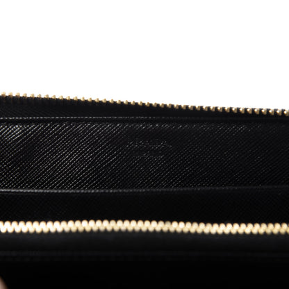 Prada Saffiano Metal Large Zip Around Wallet Black 8 of 8