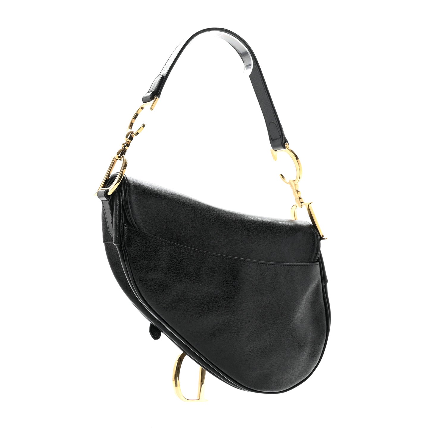 Shiny Goatskin Saddle Bag Black