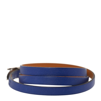 Hermes Swift 3MM Hapi Triple Tour Wrap Bracelet S Bleu Electrique Gold 4 of 10