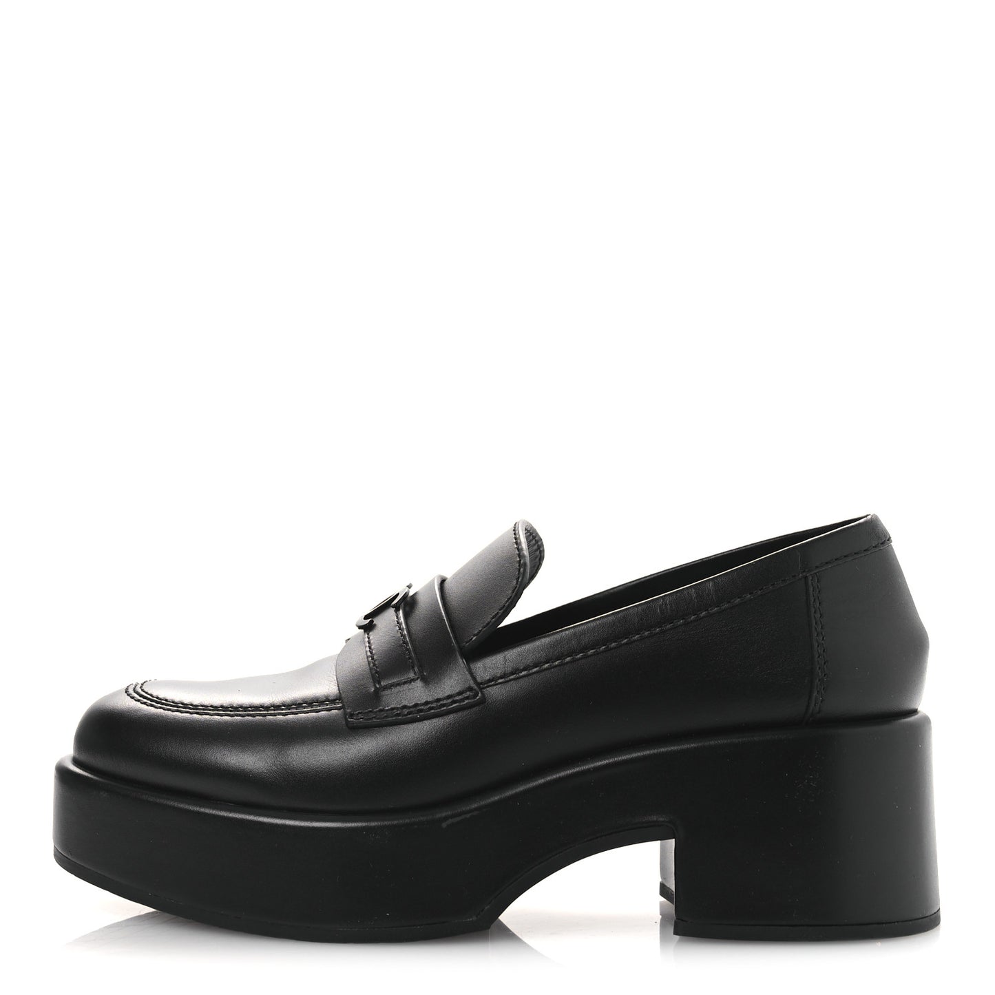 Calfskin CC Platform Loafers 38 Black