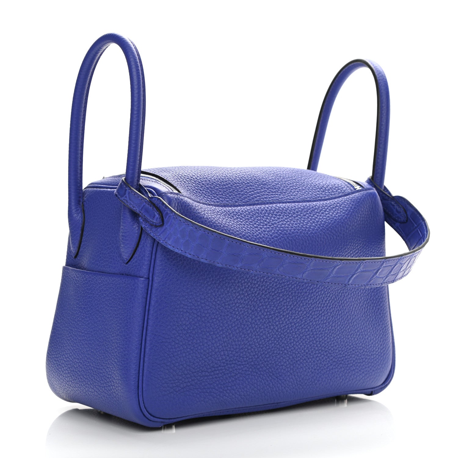 Hermes Taurillon Clemence Matte Niloticus Crocodile Touch Lindy 26 Bleu Electrique 3 of 10