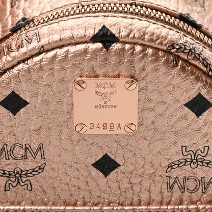 MCM Metallic Visetos Studded X-Mini Bebe Boo Backpack Champagne Gold 6 of 9