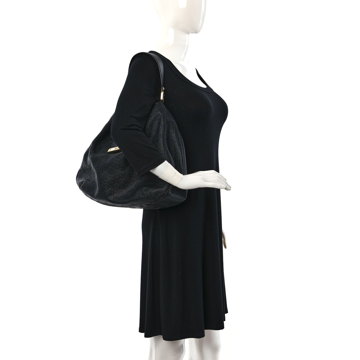 Guccissima Large New Ladies Web Hobo Black