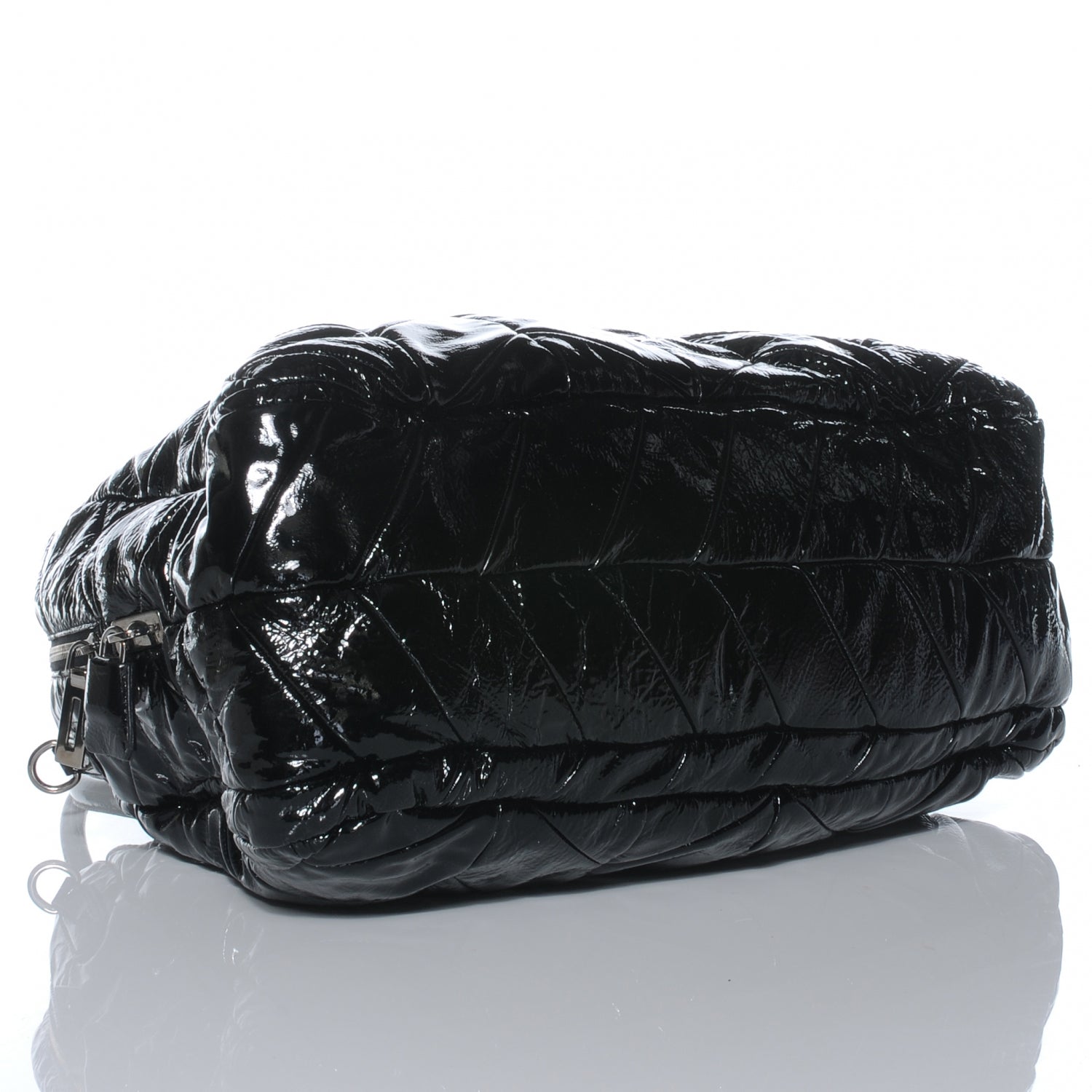 Prada Vernice Chevron Dome Satchel Black 4 of 8