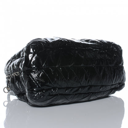 Prada Vernice Chevron Dome Satchel Black 4 of 8