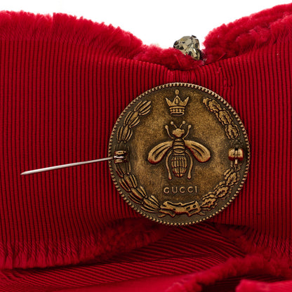 Gucci Grosgrain Crystal Bow Brooch Red 4 of 4