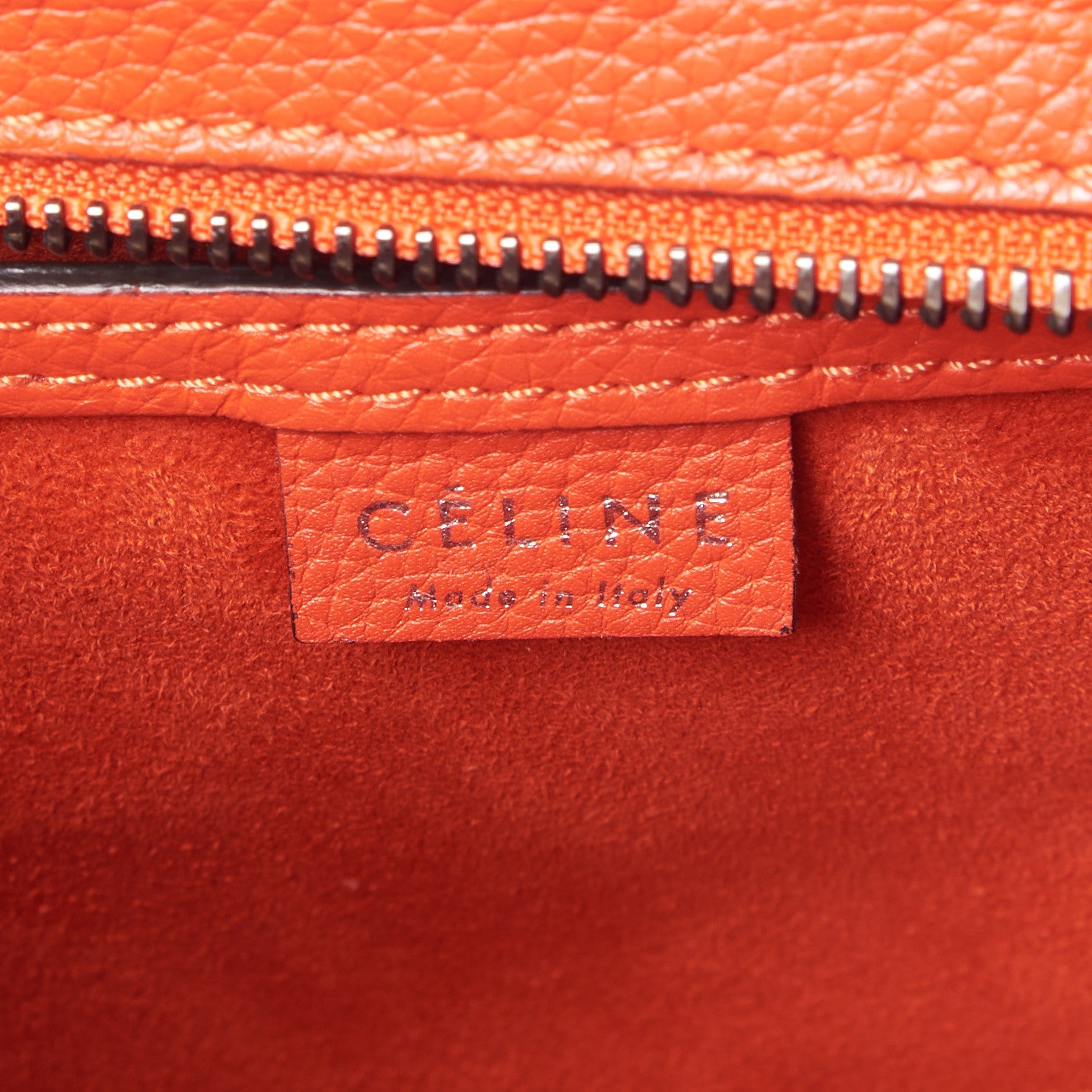Celine Drummed Calfskin Nano Luggage Vermillion 8 of 9