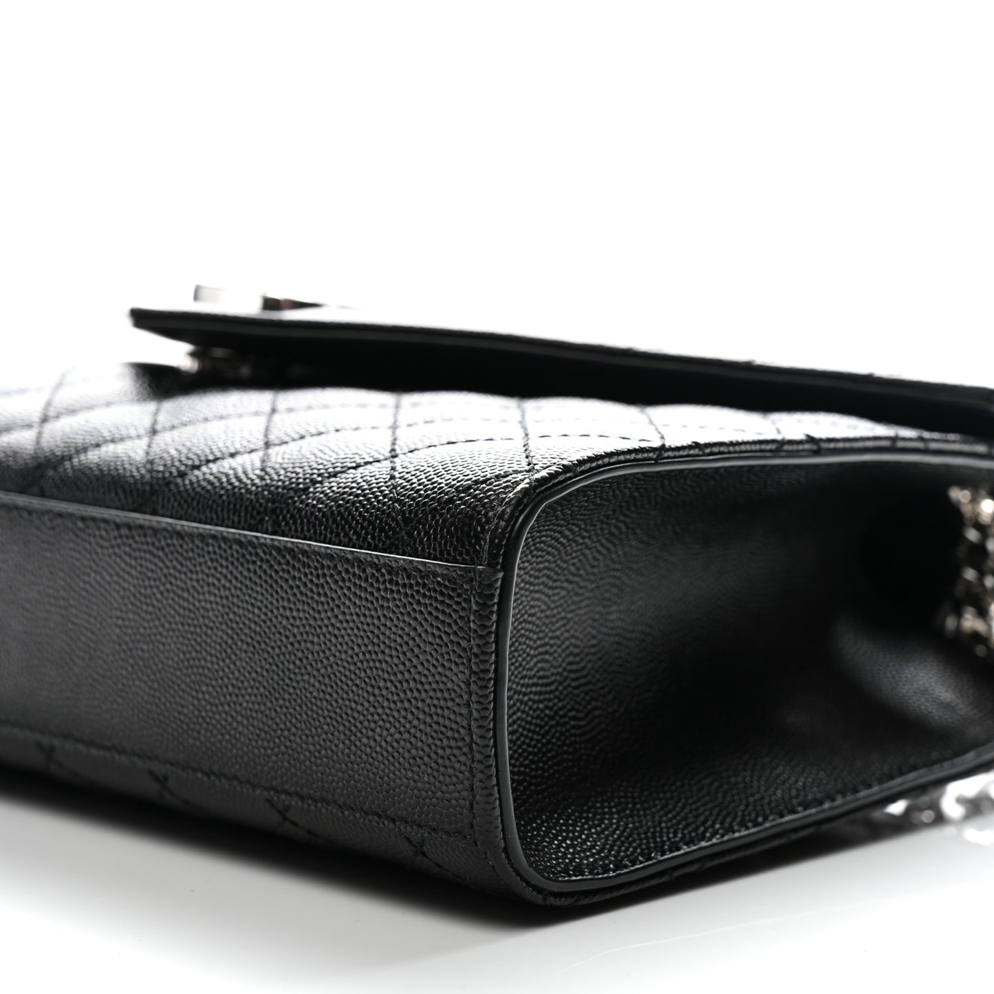 Grain De Poudre Textured Mixed Matelasse Triquilt Medium Monogram Satchel Black