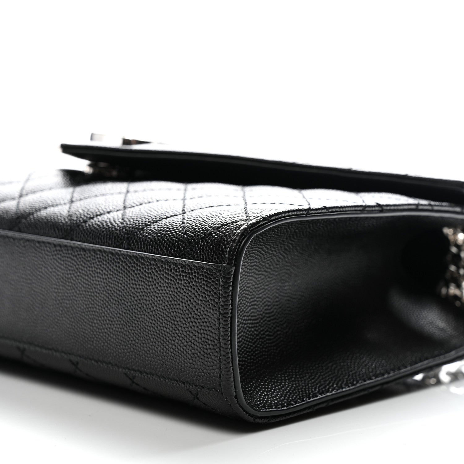 Saint Laurent Grain De Poudre Textured Mixed Matelasse Triquilt Medium Monogram Satchel Black 11 of 11