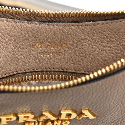 Prada Vitello Phenix Zippered Messenger Hobo Cammeo 6 of 10