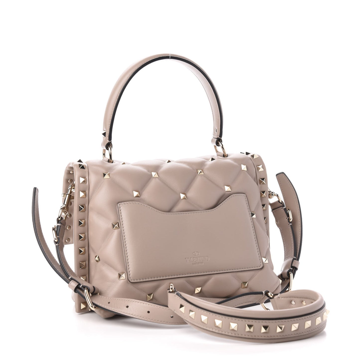 Nappa Medium Candystud Top Handle Bag Poudre