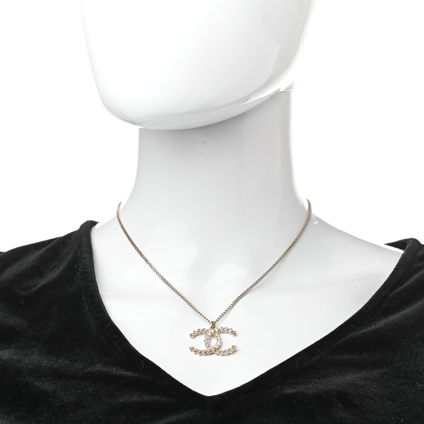 Crystal CC Pendant Necklace Gold