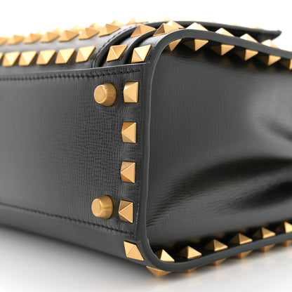 Valentino Garavani Grainy Calfskin Small Rockstud Allover Alcove Top Handle Tote Bag Black 9 of 9