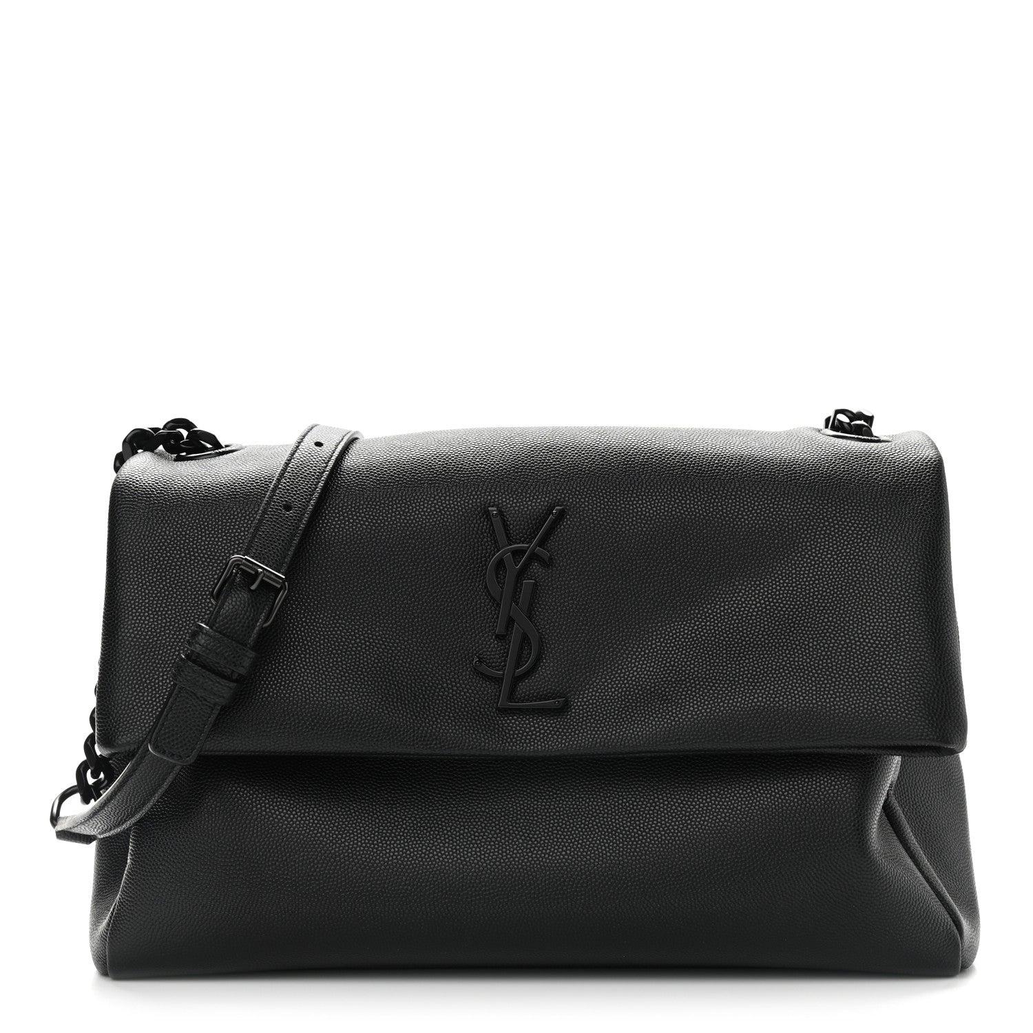 Saint Laurent Grain De Poudre Medium West Hollywood Monogram Fold-Over Black 1 of 12