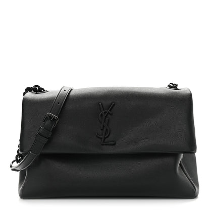 Saint Laurent Grain De Poudre Medium West Hollywood Monogram Fold-Over Black 1 of 12