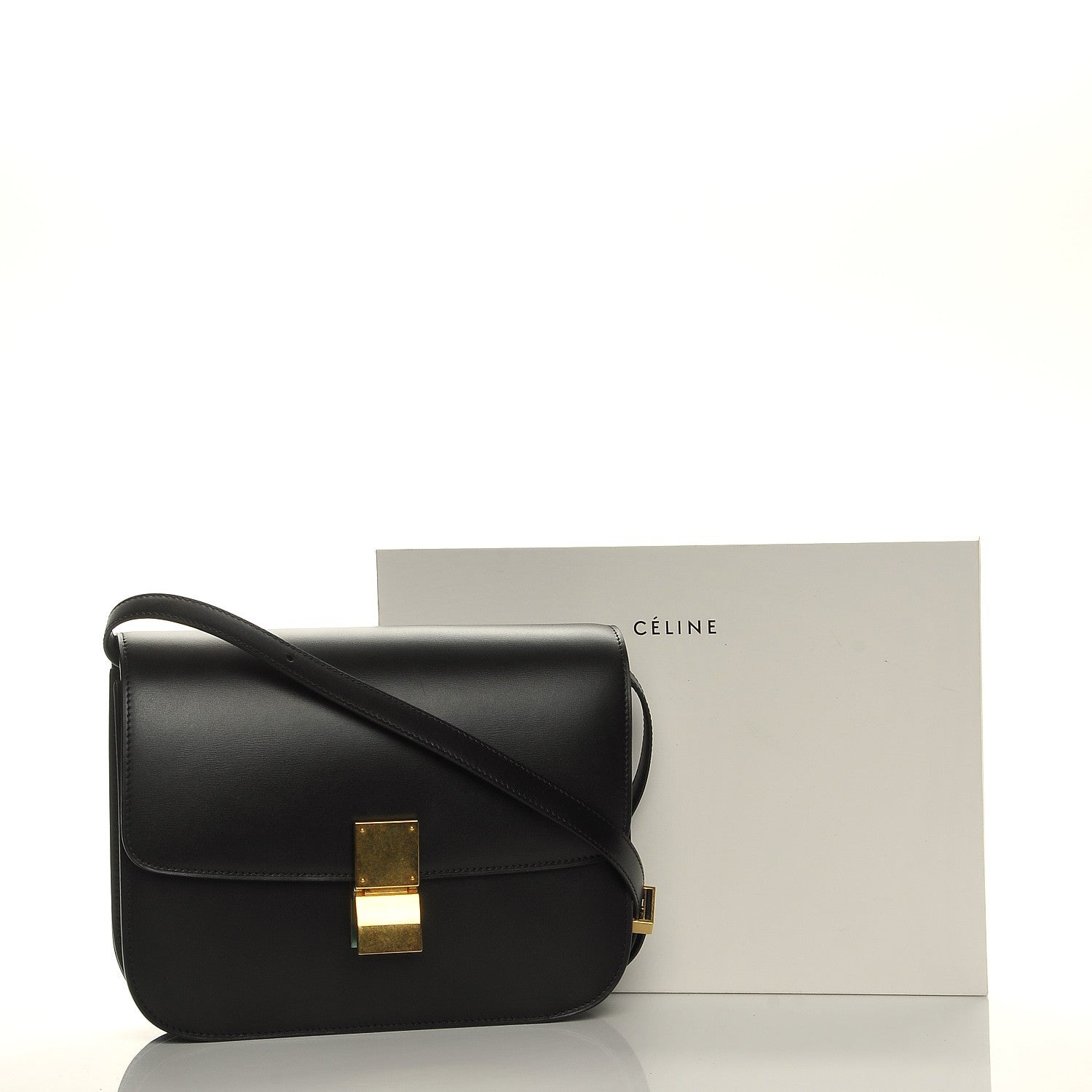 Celine Box Calfskin Medium Classic Box Flap Bag Black 9 of 9