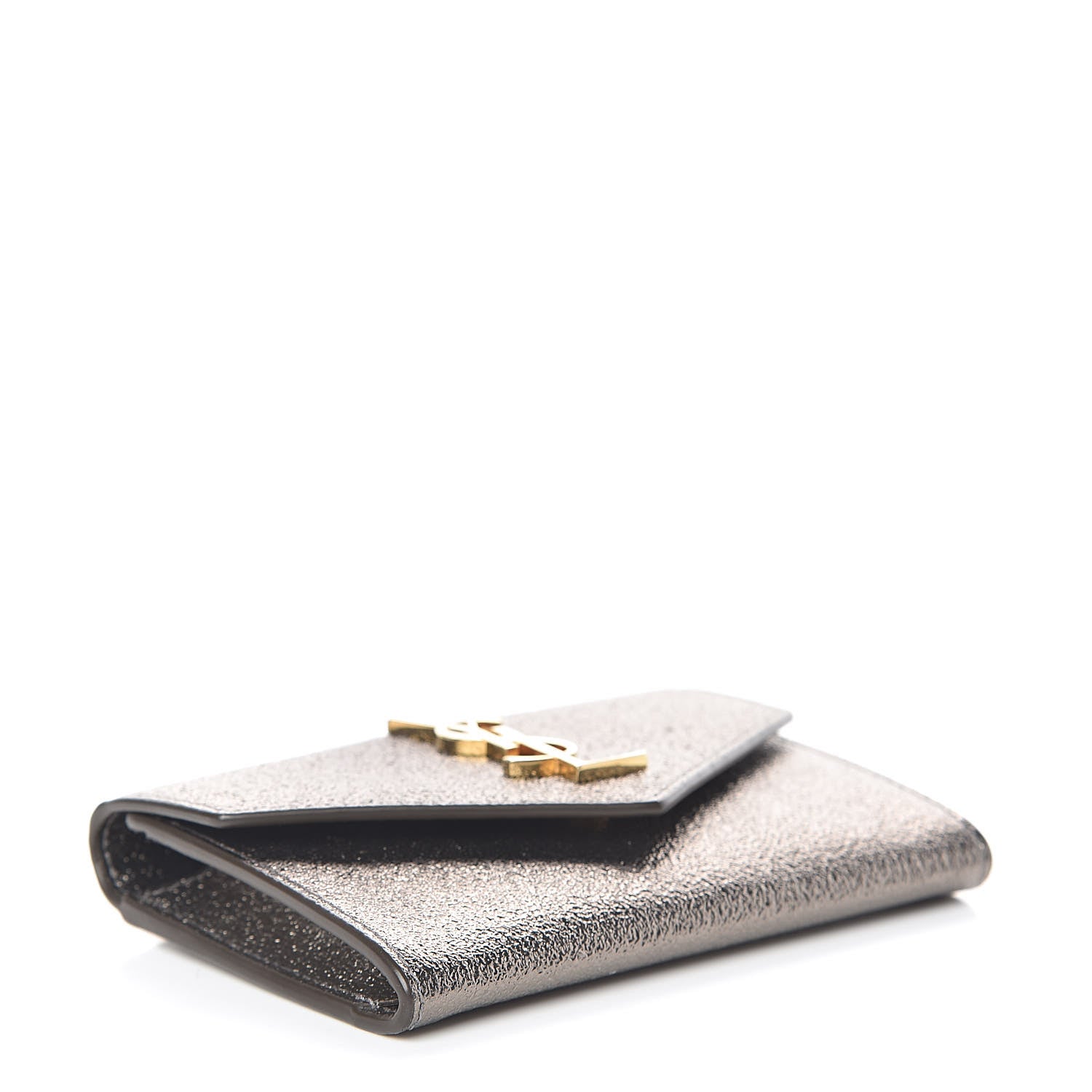 Saint Laurent Grained Metallic Calfskin Small Monogram Envelope Wallet Bronze 4 of 7