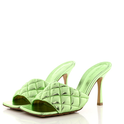 Bottega Veneta Metallic Nappa Reflection Matelasse Padded Mule Sandals 40 Pistachio 3 of 8