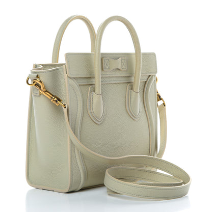 Celine Drummed Calfskin Nano Luggage Vert D'eau 3 of 12