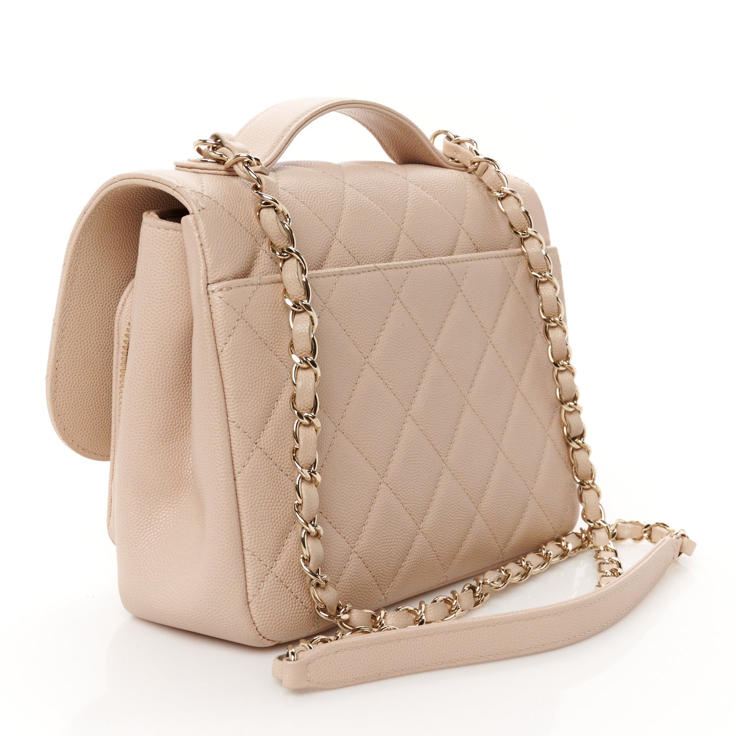 Caviar Quilted Medium Business Affinity Flap Beige