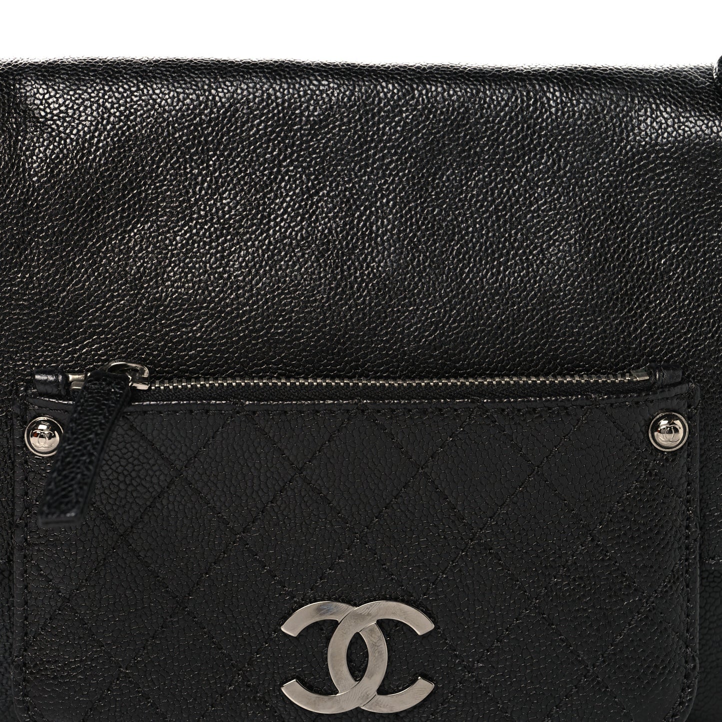 Glazed Caviar Small Pocket In The City Shoulder Bag Black