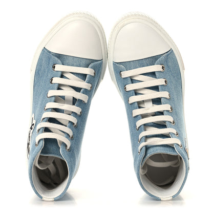 Hermes Denim Illico High Top Sneakers 35 Bleu Clair White 2 of 9