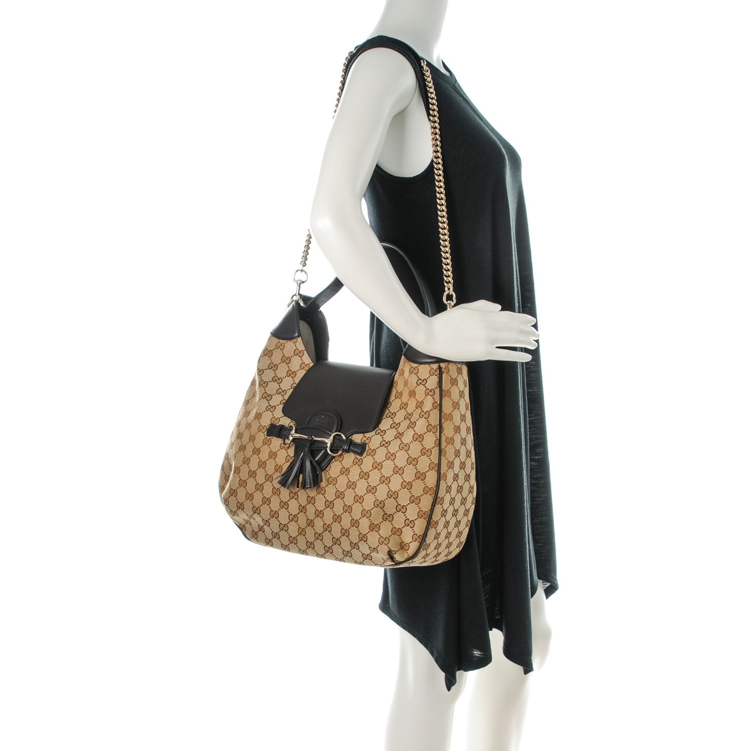 Gucci Monogram Margaux Calfskin Medium Emily Hobo Beige Ebony Cocoa 2 of 7