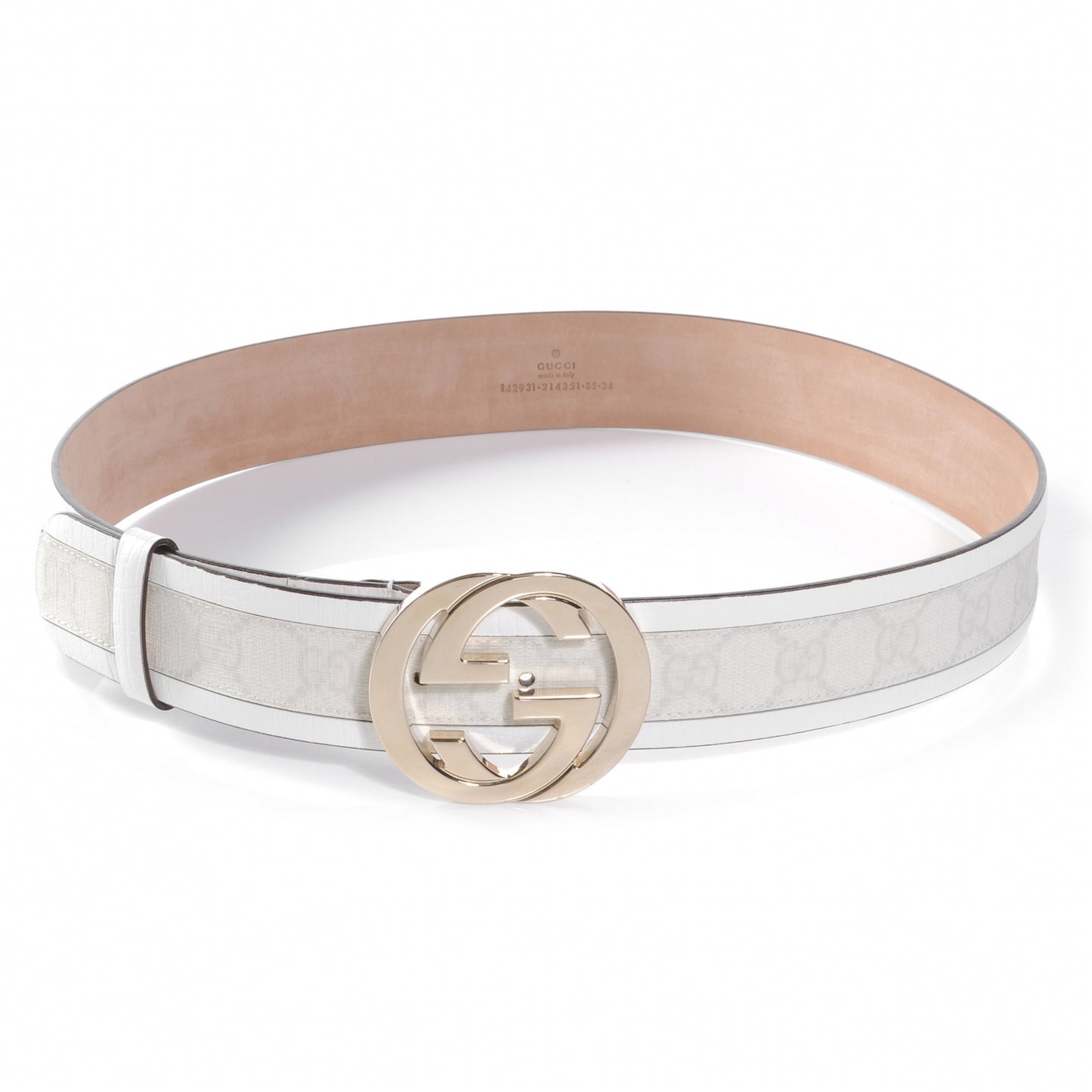 Monogram Interlocking G Belt 85 34 White