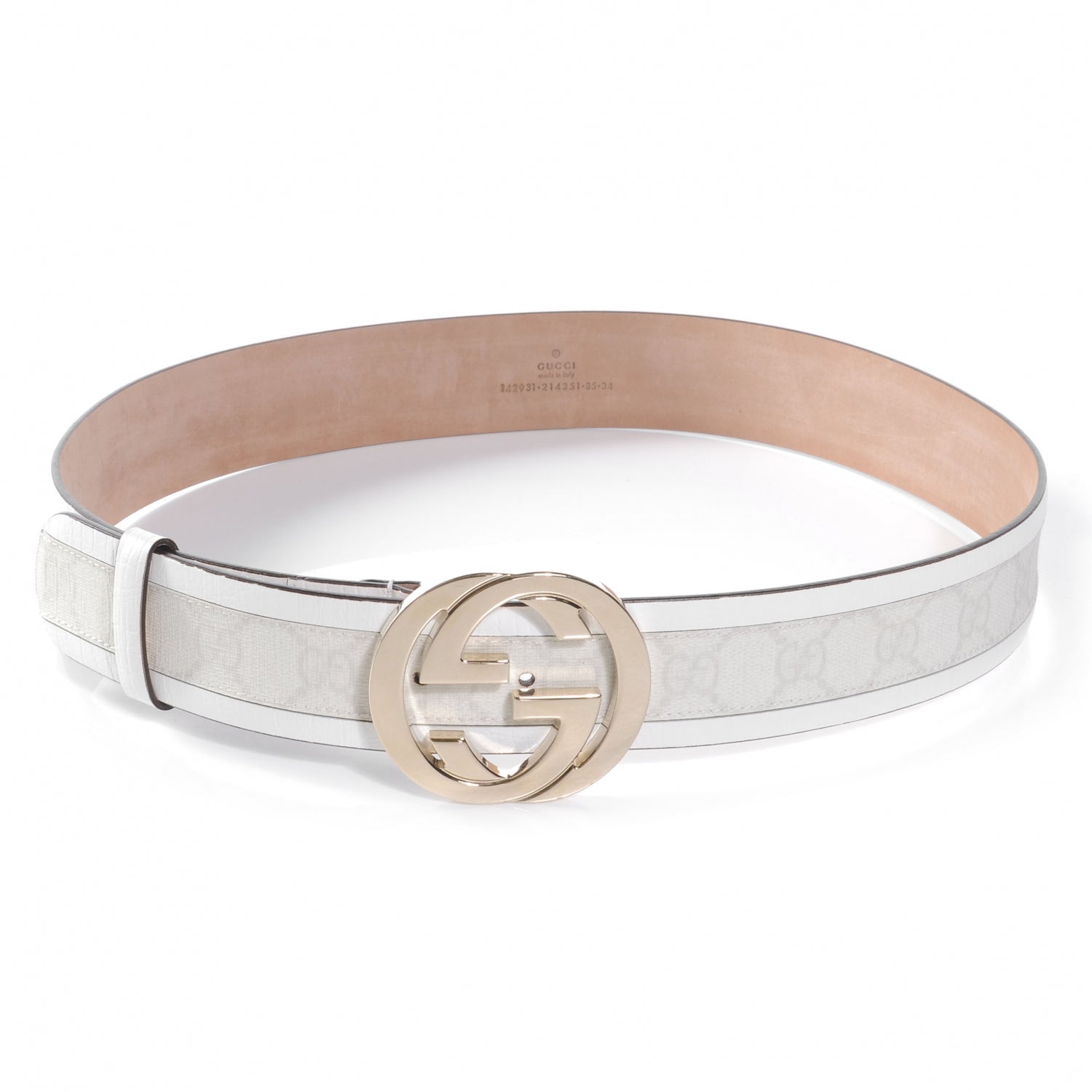 Gucci Monogram Interlocking G Belt 85 34 White 1 of 5