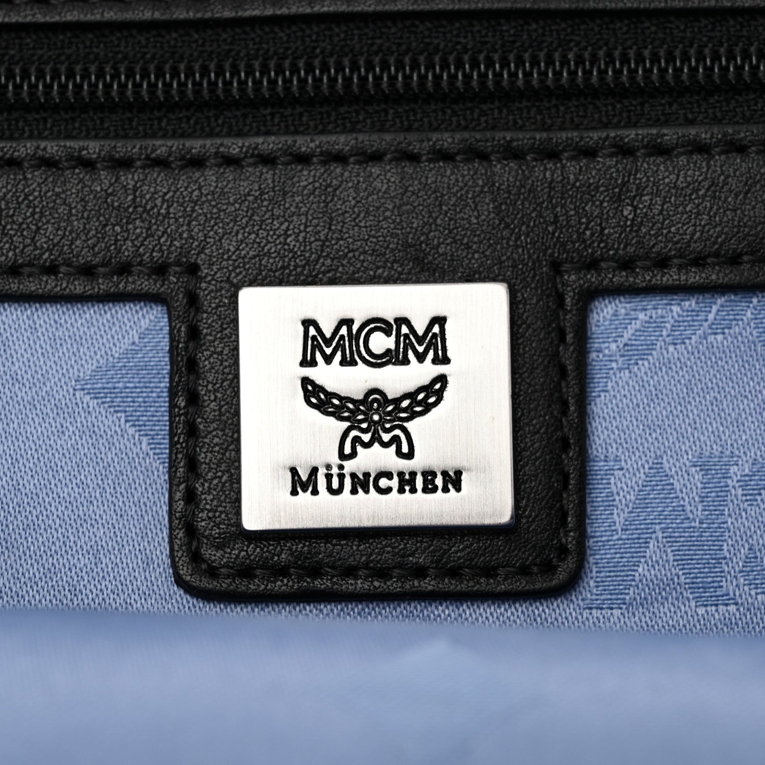 MCM Calfskin Visetos Diamond Print Backpack Blue 6 of 12