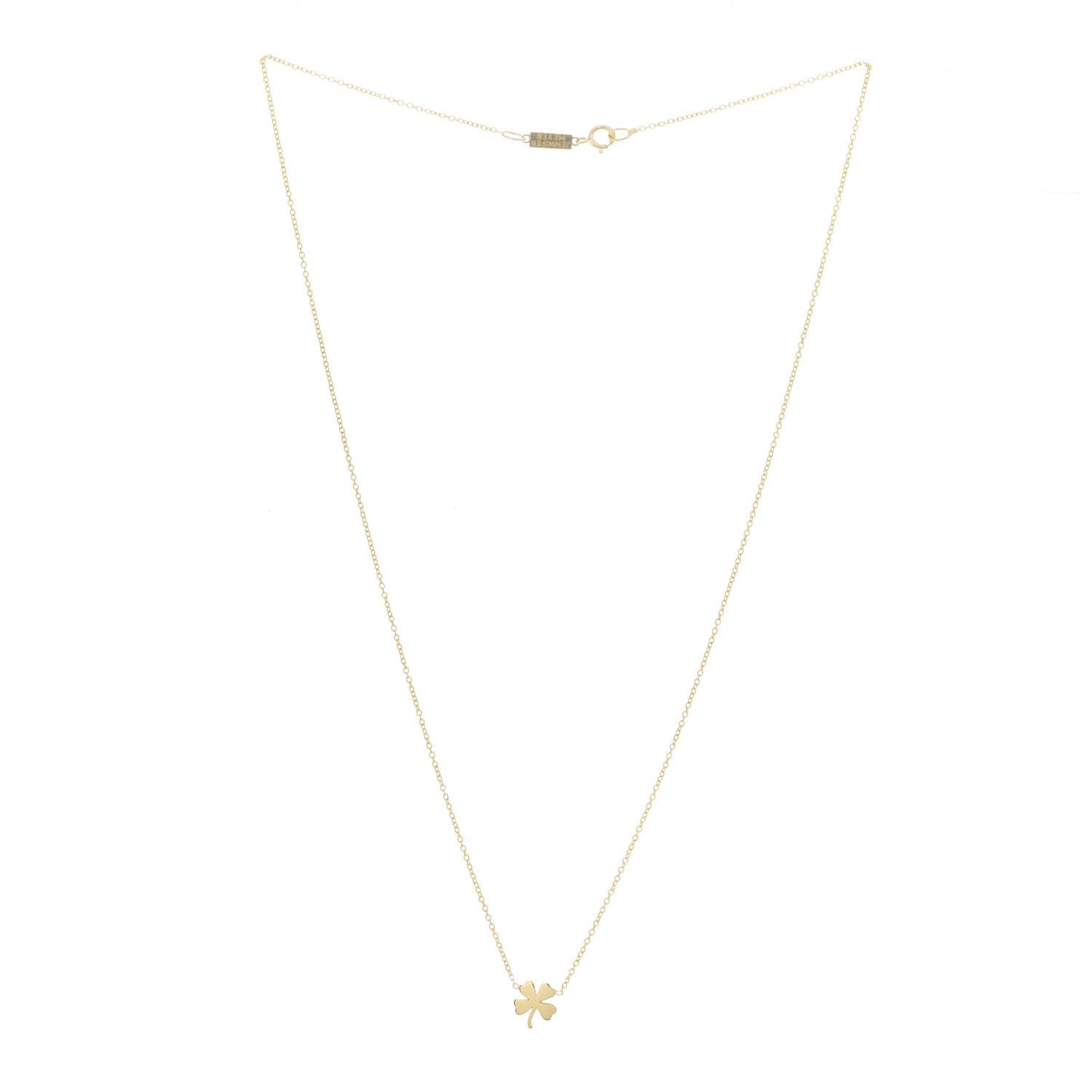 18K Yellow Gold Mini Four-Leaf Clover Necklace