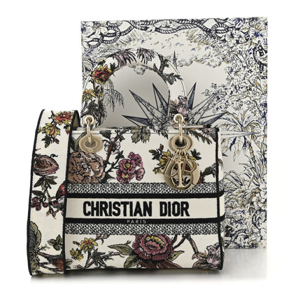 Christian Dior Canvas Embroidered Jardin Botanique Medium Lady D-Lite White Multicolor 11 of 11