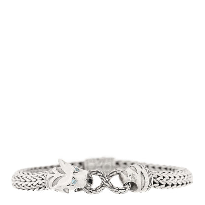 John Hardy Sterling Silver Blue Topaz Classic Chain Macan Bracelet 1 of 3