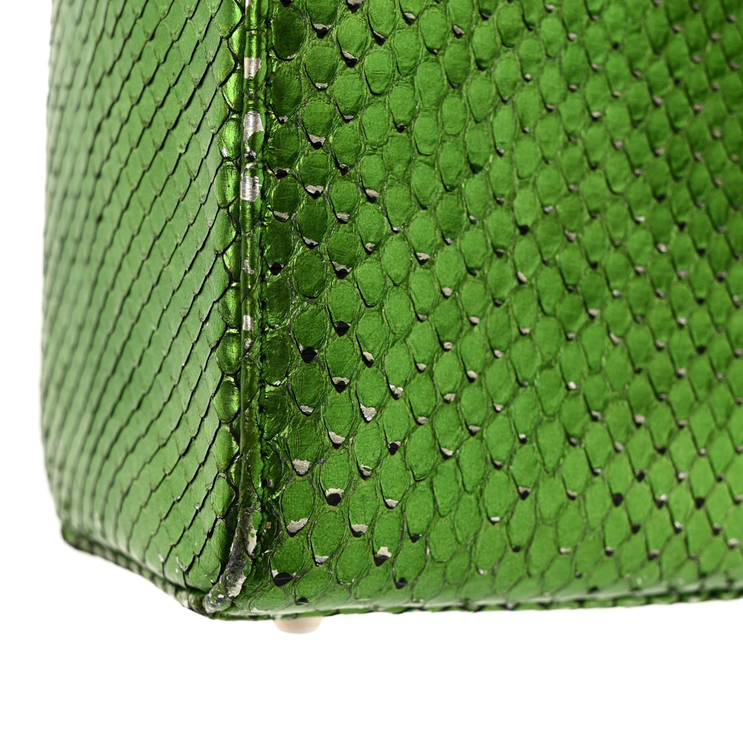 Metallic Snakeskin Mini Lady Dior Green