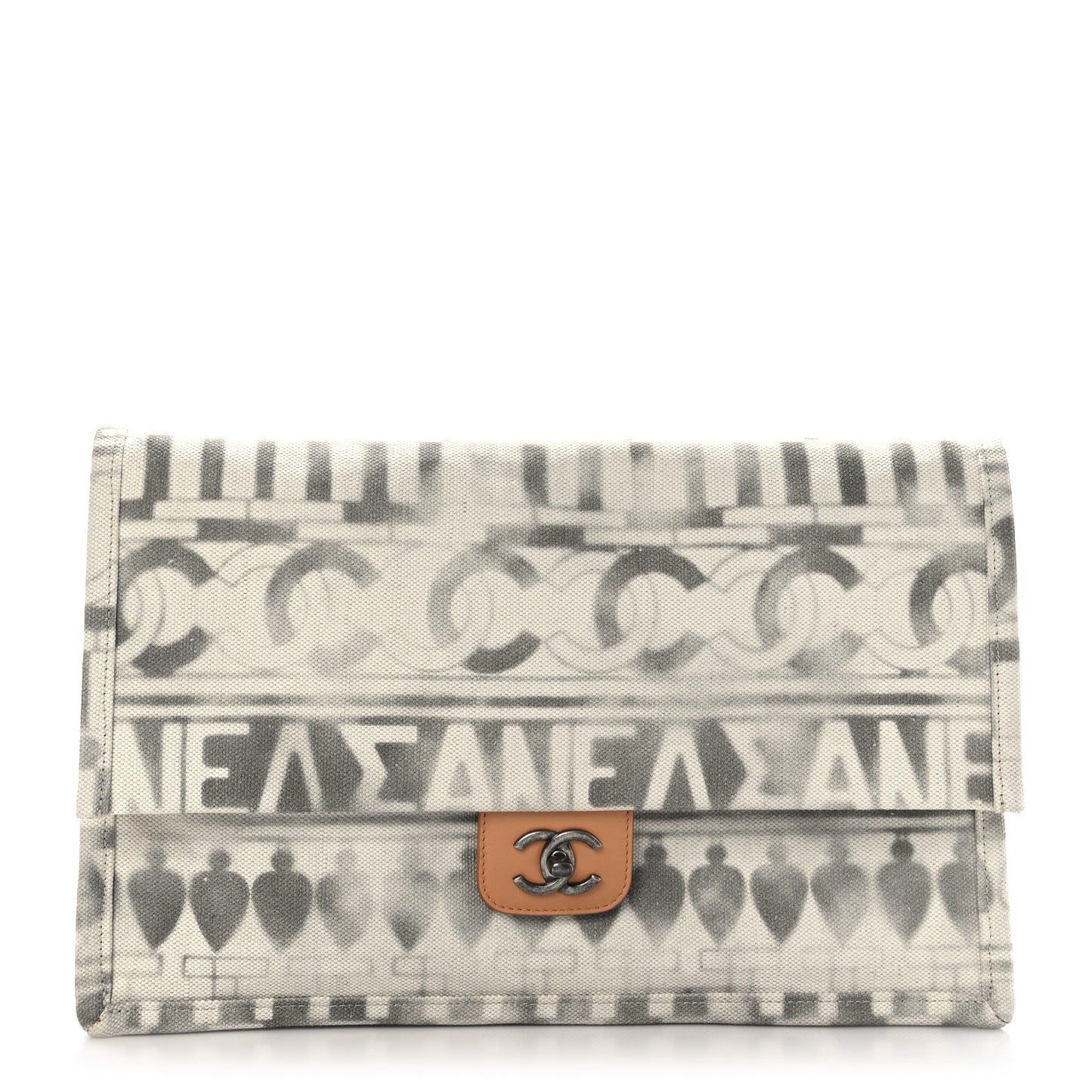 Canvas Iliad Flap Clutch Beige