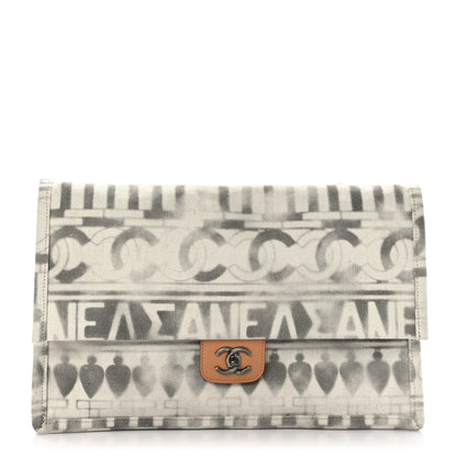 Chanel Canvas Iliad Flap Clutch Beige 1 of 9
