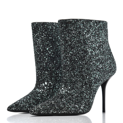 Saint Laurent Glitter Pierre 95 Ankle Boots 36.5 Green 3 of 11