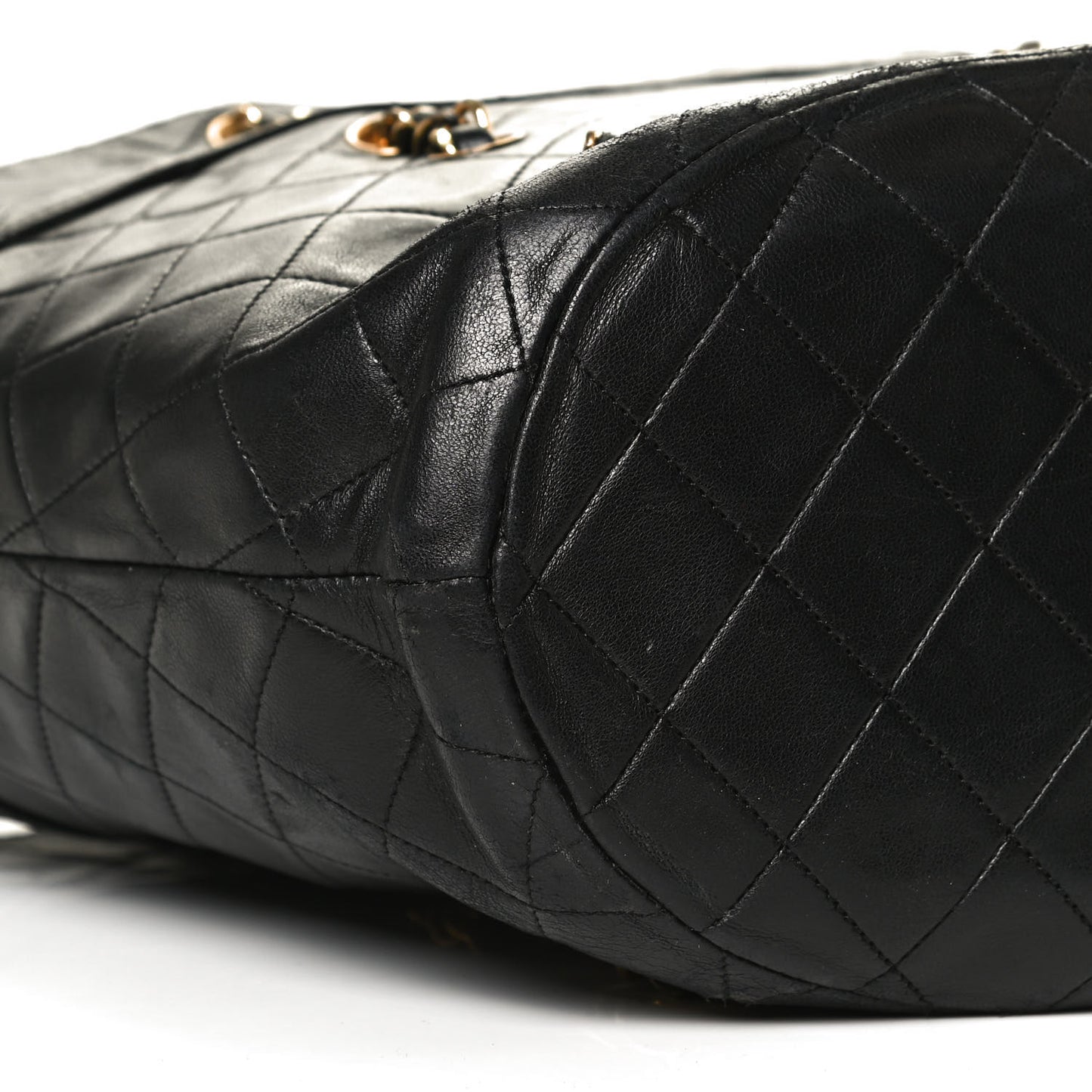 Lambskin Quilted Shopper Tote Black