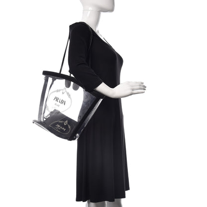 Prada Plexiglass Canapa Shopper Tote Black 2 of 8
