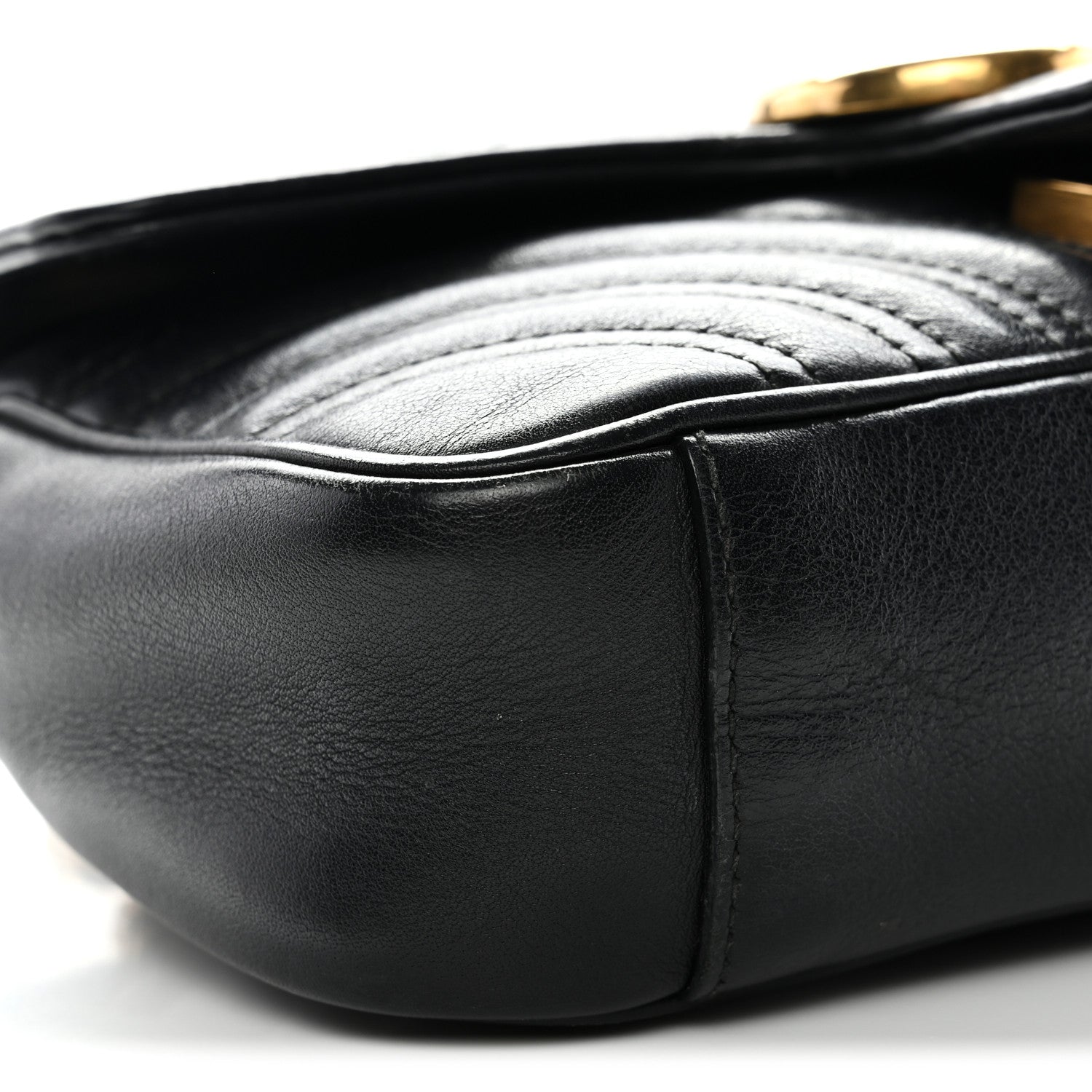 Gucci Calfskin Matelasse Mini GG Marmont Shoulder Bag Black 9 of 14