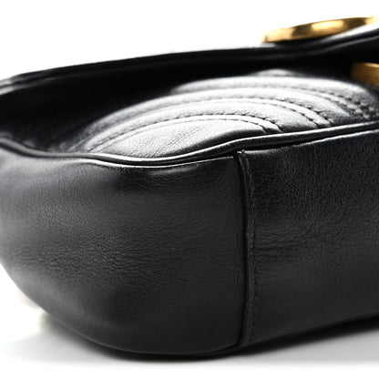 Gucci Calfskin Matelasse Mini GG Marmont Shoulder Bag Black 9 of 14
